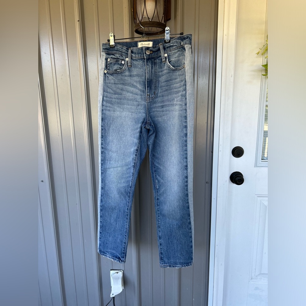Madewell High-Rise Boyjean Tuxedo Side Stripe Crop Straight Leg Size 26